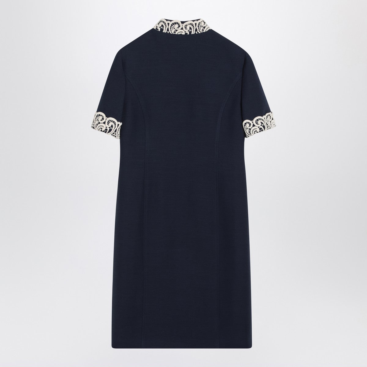 Valentino Indigo blue dress with macramé trim